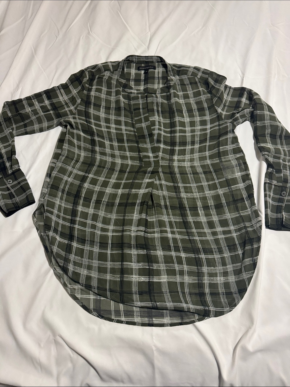 Banana Republic Olive Plaid Shirt